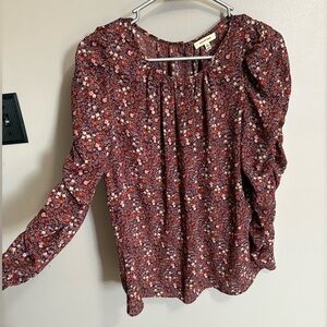 Max Studio Burgundy Floral Blouse